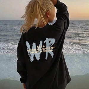 Siyah WR Baskılı Oversize Erkek Sweatshirt bsgwrsweat