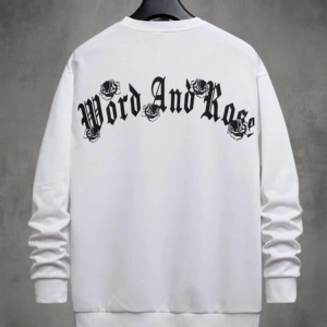 Work And Rose Baskılı Beyaz Oversize Bisiklet Yaka Sweatshirt benisengiydirwork