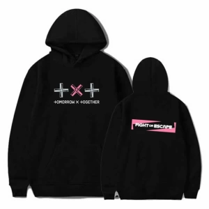 Korefanzin Txt Fıght Or Escape Kapüşonlu Sweatshırt Unisex Siyah TX027