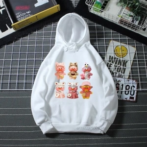 Kedi Aşk Çörek Hayvan Baskı Kapüşonlu Hoodie Mod465 14744
