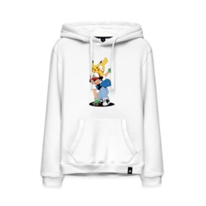 Pikaçu Ve Ash Pokemon Desenli Unisex Kapşonlu Sweatshirt 04319
