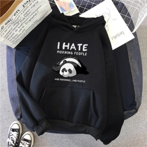 Panda Grafik Desenli Kapşonlu Hoodie 12574