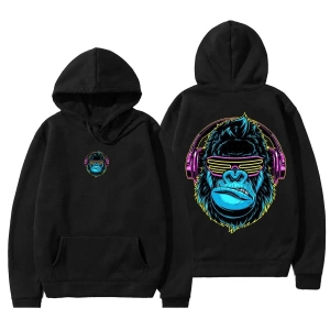 Grunge Renkli Goril Kapşonlu Hoodie 12727