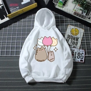 Kedi Aşk Çörek Hayvan Baskı Kapüşonlu Hoodie Mod459 14738