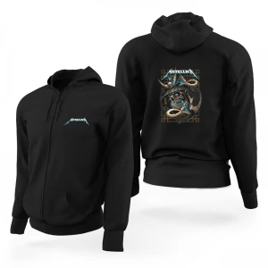 Metallica Kurukafa Yılan Fermuarlı Kapsonlu Sweatshirt 12916
