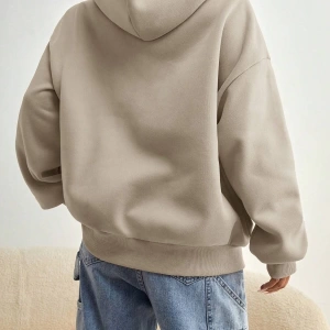 Unisex Kadın/Erkek Mektup Grafik Kanguru Cepli Damla Omuzlu Kapüşonlu Üst