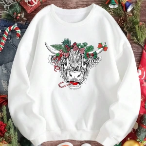 Unisex Kadın/Erkek Noel Baskılı Sweat