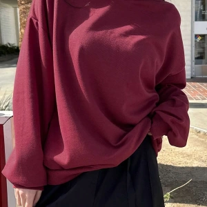 Unisex Kadın/Erkek DAZY Katı Düşük Omuz Oversize Sweatshirt