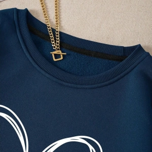 Unisex Kadın/Erkek Kalp ve Kelebek Baskılı Sweat