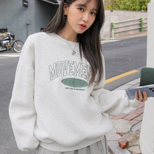 Unisex Kadın/Erkek DAZY Kpop Sloganı Nakış Damla Omuz Sweatshirt