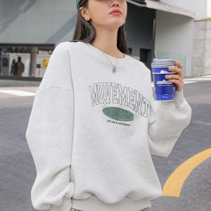 Unisex Kadın/Erkek DAZY Kpop Sloganı Nakış Damla Omuz Sweatshirt