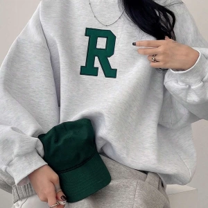 Unisex Kadın/Erkek DAZY Kpop Mektup Grafikli Düşük Omuz Sweatshirt