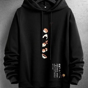 Unisex Kadın/Erkek Harajuka Sokakt Manfinity Hypemode Erkekler Japon Mektup ve Suşi Baskı