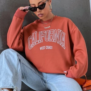 Unisex Kadın/Erkek Yazılı Grafik Damla Omuz Sweat