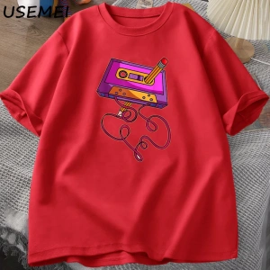 80s kaset bant kalem baskılı t-shirt 1980s Retro Vintage gerileme müzik T Shirt erkek giyim b 3069