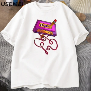 80s kaset bant kalem baskılı t-shirt 1980s Retro Vintage gerileme müzik T Shirt erkek giyim b 3069
