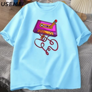 80s kaset bant kalem baskılı t-shirt 1980s Retro Vintage gerileme müzik T Shirt erkek giyim b 3069