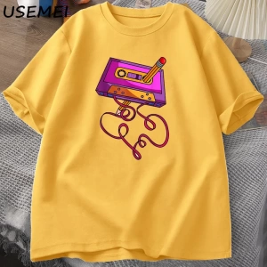 80s kaset bant kalem baskılı t-shirt 1980s Retro Vintage gerileme müzik T Shirt erkek giyim b 3069