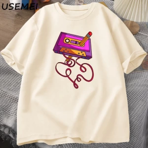 80s kaset bant kalem baskılı t-shirt 1980s Retro Vintage gerileme müzik T Shirt erkek giyim b 3069