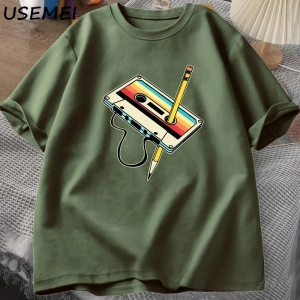 80s kaset bant kalem T shirt erkek kadın Retro Vintage gerileme müzik kısa kollu grafik T shi 2860