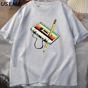 80s kaset bant kalem T shirt erkek kadın Retro Vintage gerileme müzik kısa kollu grafik T shi 2860