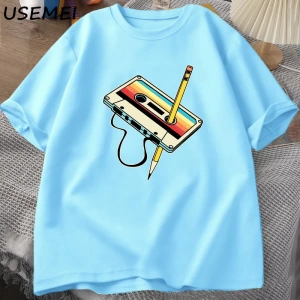 80s kaset bant kalem T shirt erkek kadın Retro Vintage gerileme müzik kısa kollu grafik T shi 2860