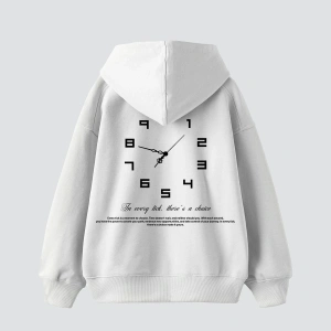 816 Clock Baskılı Oversize Unisex Beyaz