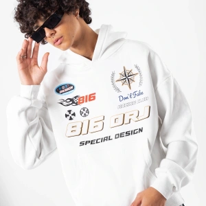 816 Racing Baskılı Oversize Unisex Beyaz
