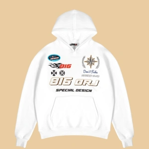 816 Racing Baskılı Oversize Unisex Beyaz