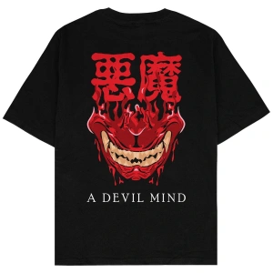 A Devil Mind Siyah Oversize Unisex T-shirt