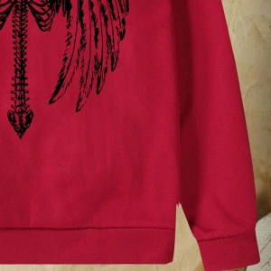 Academia Guys Letter Wings Graphic Pocket Drawstring Hoodie Bordo