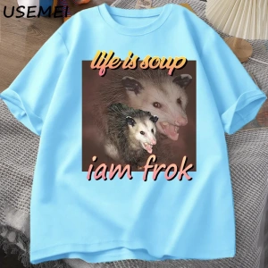 Acı çekerken hidrate kalmak T-Shirt Vintage stil komik kurbağa grafik Tee yaz pamuk kısa koll 2925