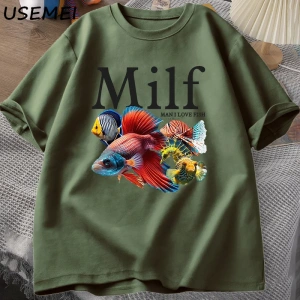 Adam balık seviyorum MILF TShirt komik balık sevgilisi T-Shirt erkekler balıkçı pamuk erkek t 2908