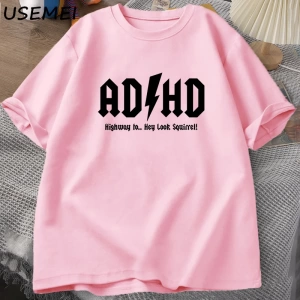 ADHD Highway Hey Look Squirrel T SHIRT Men Women Rocker Rock and Roll T-shirt Streetwear Tshi 2825