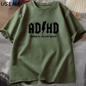 ADHD Highway Hey Look Squirrel T SHIRT Men Women Rocker Rock and Roll T-shirt Streetwear Tshi 2825