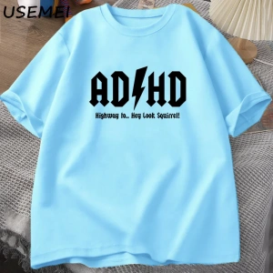 ADHD Highway Hey Look Squirrel T SHIRT Men Women Rocker Rock and Roll T-shirt Streetwear Tshi 2825