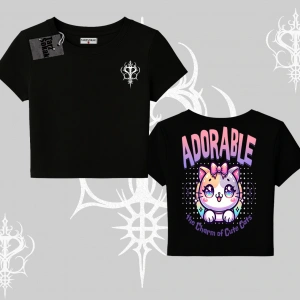 Adorable Kawaii Kedi Arka Baskılı Babby Tee Tshirt