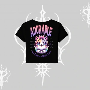 Adorable Kawaii Kedi Arka Baskılı Babby Tee Tshirt