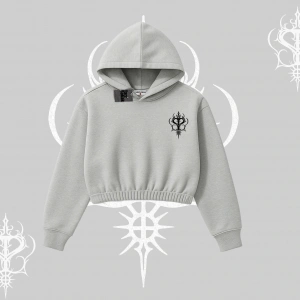 Adorable Kawaii Kedi Arka Baskılı Kapşonlu Crop Sweatshirt