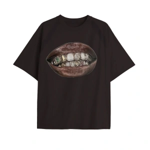 Adrift Cool Art Beyaz One Grillz Tişört - Baskılı Oversize Yazlık T-Shirt Bisiklet