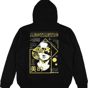 Aesthetic Siyah Oversize Unisex Kapüşonlu Sweatshirt Hoodie