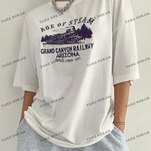 AGEO OF STEAM Baskılı Oversize Kalıp Unisex T-shirt