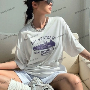 AGEO OF STEAM Baskılı Oversize Kalıp Unisex T-shirt