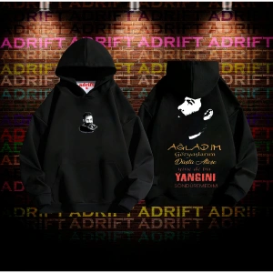 Ahmet Kaya Tasarım Baskılı Kapüşonlu Sweatshirt Hoodie Siyah