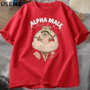 Alfa Erkek Rakun Grapchi T Shirt Pamuk Kısa Kollu Komik Baskı T-shirt Kadın ve Erkek Pamuk Vi 3019