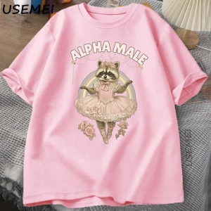 Alfa Erkek Rakun Grapchi T Shirt Pamuk Kısa Kollu Komik Baskı T-shirt Kadın ve Erkek Pamuk Vi 3019