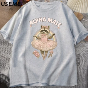 Alfa Erkek Rakun Grapchi T Shirt Pamuk Kısa Kollu Komik Baskı T-shirt Kadın ve Erkek Pamuk Vi 3019