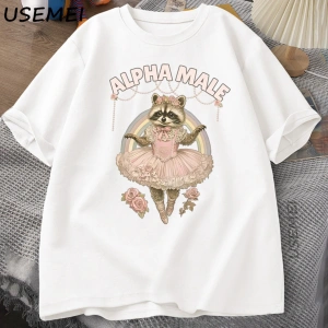 Alfa Erkek Rakun Grapchi T Shirt Pamuk Kısa Kollu Komik Baskı T-shirt Kadın ve Erkek Pamuk Vi 3019