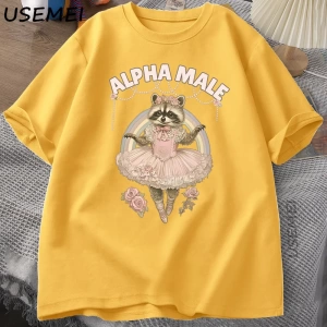 Alfa Erkek Rakun Grapchi T Shirt Pamuk Kısa Kollu Komik Baskı T-shirt Kadın ve Erkek Pamuk Vi 3019