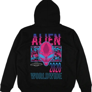 Alien Siyah Oversize Unisex Kapüşonlu Sweatshirt Hoodie